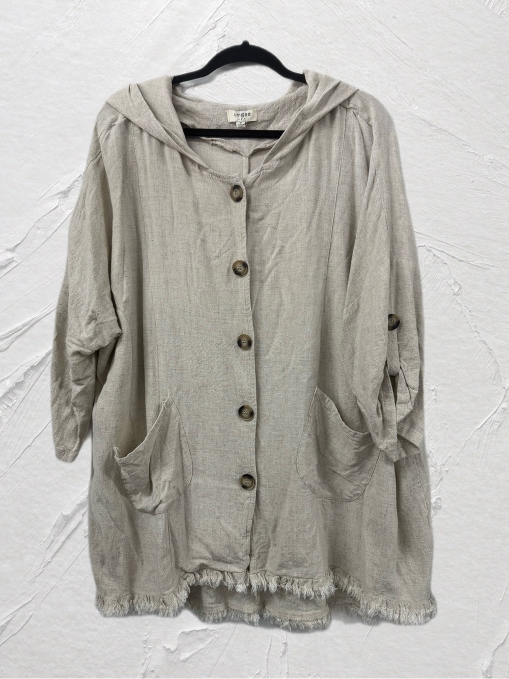 Oversized Umgee Linen Blend Hooded Jacket M